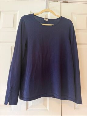 Chico's Navy Long-Sleeve Scoop Neck Top